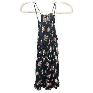 Hollister Jumpsuit Womens XS Romper Jumper Shorts Floral Halter Neck Black